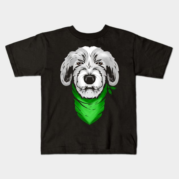 Irish Wolfhound With Green Neckerchief On St Patricks Day Kids T-Shirt by SinBle